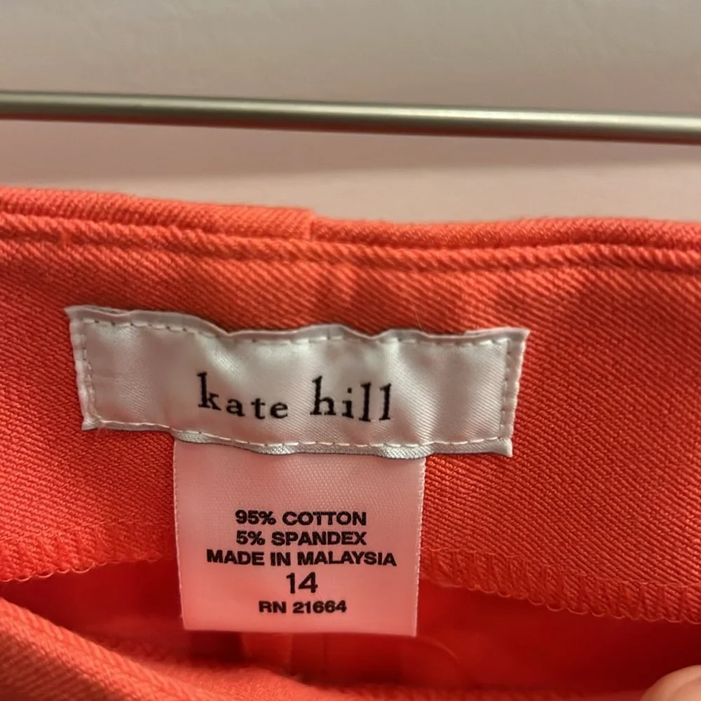 Kate Hill Caroline Fit Capri Pants in Grapefruit Orange, Women’s Sz 14, NEW